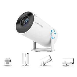 Mini Projector, Magcubic HY300 Auto Keystone Correction Portable Projector, 4K/ 200 ANSI Smart Projector with 2.4/5G WiFi, BT 5.0, 130 Inch Screen, 180 Degree Flip, Round Design, Home Video Projector