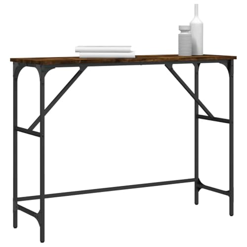 Mesa consola de roble ahumado con patas ajustables de 100x32x75 cm 4