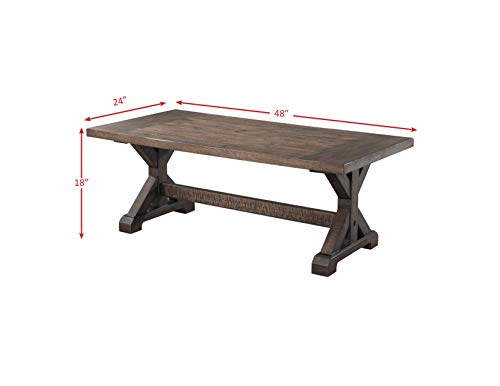 Picket House Furnishings Flynn Trestle Coffee Table Transitional/Walnut/Rubber Solid Wood #TOP2
