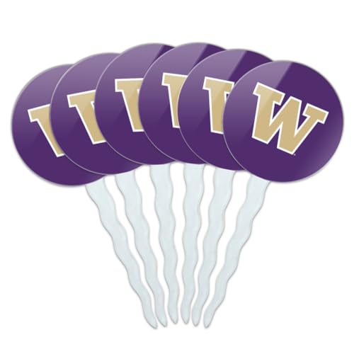 University of Washington Primary Logo Cupcake Picks Toppers Decoration Set