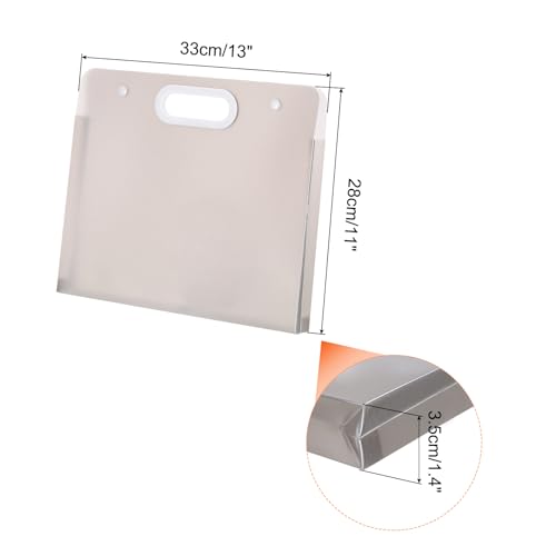 Image of PATIKIL 13 x 11 Inch Plastic Art Portfolio, Large Art Storage Bag with Handles, Waterproof Folder Container for Artwork Drawing Sketch Poster Photography Diamond Painted, Clear Gray
