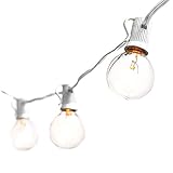 GOOTHY Outdoor Globe String Lights 100Ft with 105 C7 Clear Bulbs, Vintage Hanging Patio Lights for Outdoor Garden Party Patio Bistro Market Cafe Umbrella Backyard Decor - White