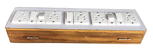 Image of Electric Extension Wooden Board , 1 Meter 3 Core Wire (5 Switches 5 Sockets-4x15x2)