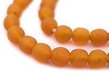 TheBeadChest Light Orange Recycled Glass Beads 11mm Ghana African Sea Glass Round Large Hole 28 Inch...