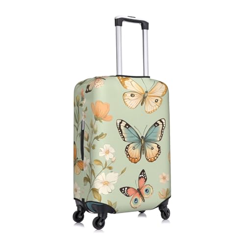 Butterfly Flower Elastic Travel Luggage Cover, Washable Spandex Suitcase Protector, Anti-Scratch Fits 18-32 Inch3
