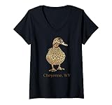 cheyenne wy mallard duck bird lover stile nativo americano maglietta con collo a v