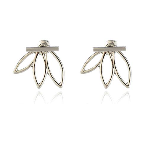 Alivier Pendientes de Flor de Loto de Plata Pendientes Ligeros para el oído Pendientes de botón Chaquetas Elegante Moda