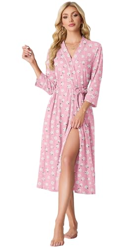 Image of PrinStory Womens Robe Long Knit Bathrobe Lightweight Soft Robes Ladies Bath Robe