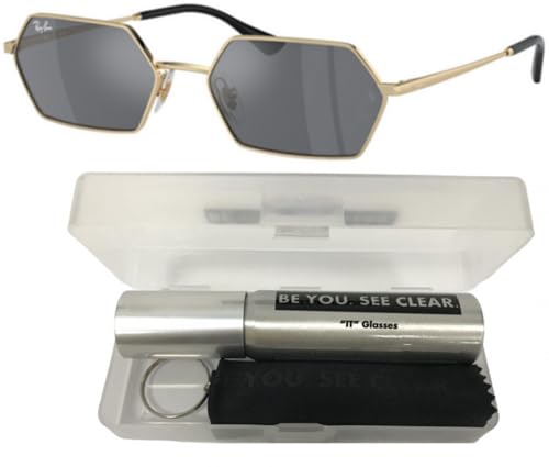 Ray-Ban RB3728 Sunglasses Bundle: RB 3728 YEVI 92136V Light Gold/Dark Grey Flash Silver Polyamide Standard and Eyewear Cleaning Kit2