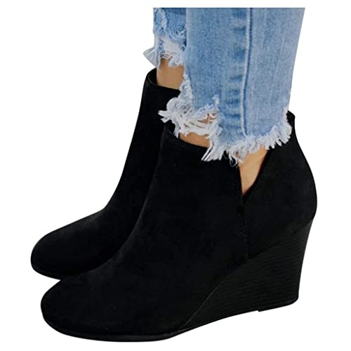 GUNIYIFS Women's Wedge Booties and Ankle Boots Comfortable Ankle Short Boots for Women Fashion Dressy Sexy Heels Shoes with Zipper