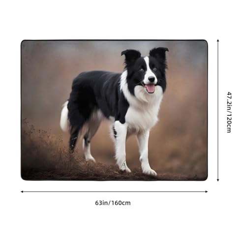 Tapis de salon imprimé Border Collie grand format pour protéger le sol des griffures