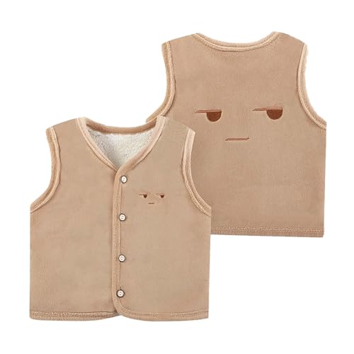 Toddler Fleece Vest Thickened 𝗦𝗵erpa Lined Single Breasted Cardigan Kids Sleeveless Button Windproof Jacket