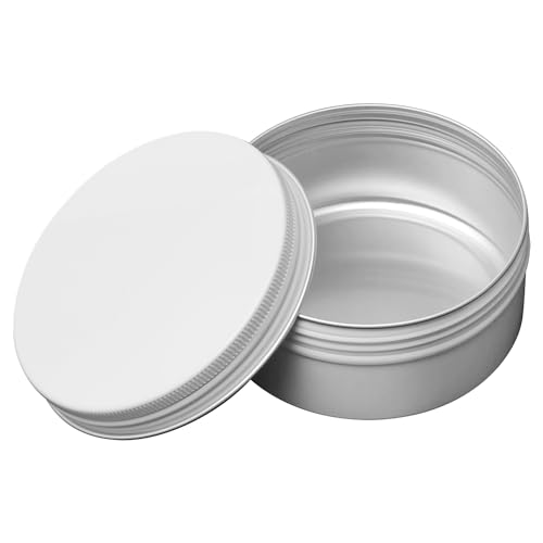 Image of Othmro 6Pcs 5.1oz Metal Round Tins Aluminum Tin Cans Jar Refillable Containers 150ml Tin Cans Tin Bottles Containers with Screw Lid for Salve Spices Lip Balm Tea Candies White 83x38mm