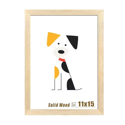 LUCKYLIFE 11x15 Picture Frame Natural Solid Wooden Photo Frames for Wall Display 1 Pack