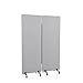 Produktbild hjh OFFICE Mobile Akustik Trennwand 2er Set 177 x 60 cm FLEXMIUT Stoff Hellgrau Raumteiler mit Rollen & Gleiter 891001