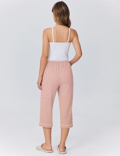 Image of Ekouaer Womens Pajamas Pants Capri Pj Bottoms with Pockets Sleep Pants | Comfy Drawstring Printed Soft Lounge Pants for Home, Daliy Wear