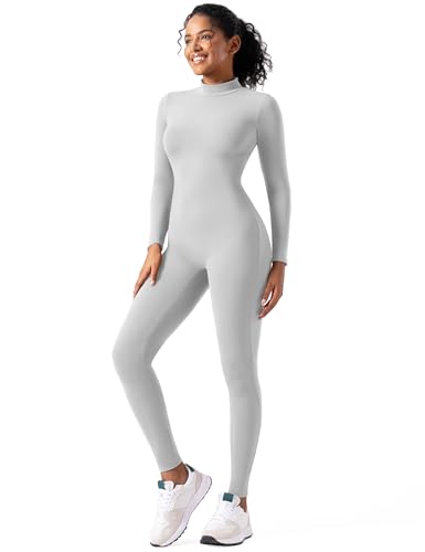Image of speerise Women Bodysuit Rompers Long Sleeve Jumpsuits Leotards One Piece Tummy Control Yoga Workout Outfits