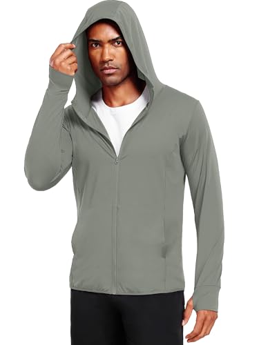 Image of NELEUS Men's Workout Fishing Shirts UPF 50+ Light Jacket Full Zip Sun Protection Long Sleeve Hoodie for Men Hiking