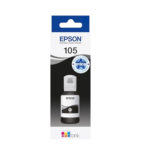 Epson EcoTank 105 Genuine Ink Bottle | Black| High Yield - Up to 1,900 Photos | Compatible with ET-7700 / ET-7750 Models | Brand-made for Optimal Results