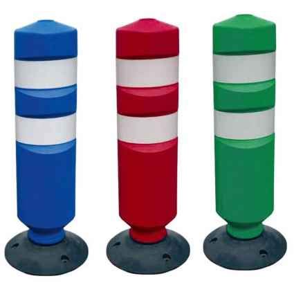 FERRETELIX Hito de balizamiento y señalizacion de trafico H-75 azul con base de goma desmontable (tacos y tornillos incluidos)