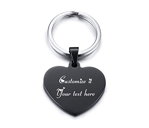 Custom Personalized Stainless Steel Heart Love Keychain Keyring Pendant for Girl Women,Mom Daughter GF Gift