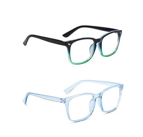Image of Blue Light Blocking Computer Glasses for Men & Women, Square TR90 Lightweight Eyeglasses Frame, Anti Eye Strain UV Protection, Clear Lens for Gaming Office Reading