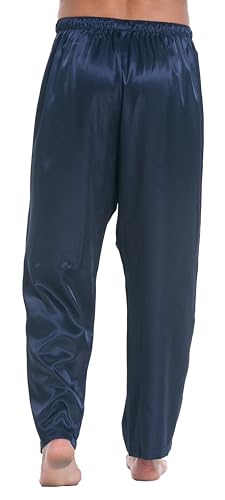 Lavenderi Mens Satin Pajama Pants, Long Pajama Bottoms with Drawstring3