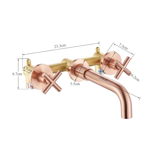 Robinet salle de bain mural or brossé mitigeur encastré double commande