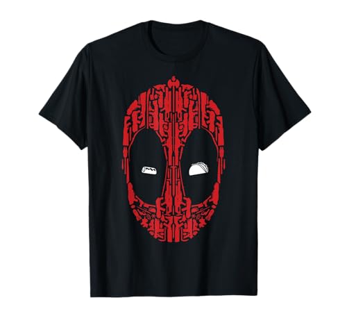 T-shirt Deadpool Marvel noir avec imprimé masque yeux taco geek