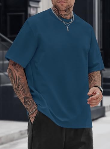 Image of Herberton Mens Oversized T-Shirts Heavyweight Cotton Stretch Fashion Thick Tee Tops (S-3XL)