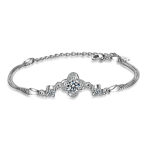 Bracelet trèfle argent 925 cristal bijou tendance mixte