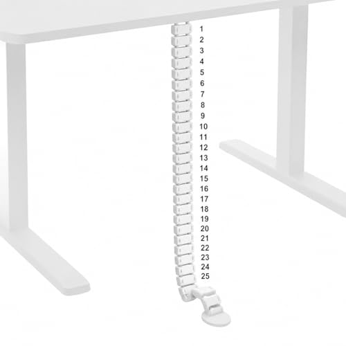 Image of Cable Management Kit, Adjustable Quad Entry Flexible Spine Wire Organiser, Desk Cord Snake System for Home Office, Computer, TV and Workstation (25 Cord Snake - White)