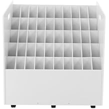 Blue Print Storage Organizer, 50-Slot Blueprint Storage Cabinet, Mobile Roll File Cart Construction Plan Holders for Roll File, Construction Plan, Architectural Drawings, Office.. White