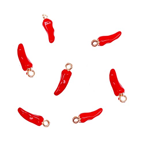 10 Breloques Piment Rouge En Acier Inoxydable émaillé - Pour Colliers, Boucles D'oreilles DIY - Trou 1 Mm