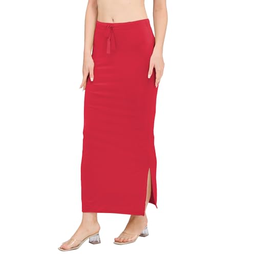 Image of DESI GIRL Satin Shimmer Stretchable Saree Shapewear Petticoat with Drawstring for Women | Mermaid fit Saree Petticoat with Side Slit for Easy Movement | Saree Shaper | Long inskirt
