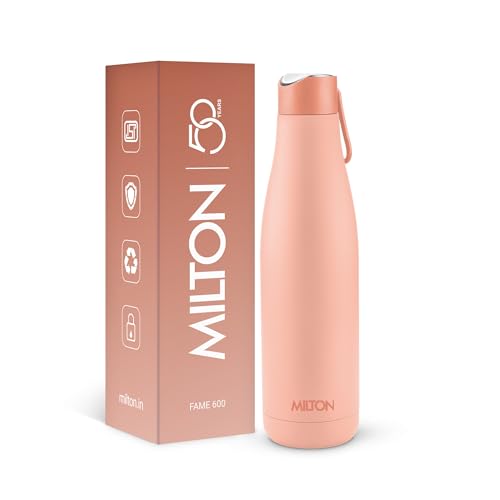 Image of Milton Fame 600 Thermosteel Water Bottle 500 ml, 24 Hr Hot and Cold I Leak Proof Lid, ISI Certified I Vacuum Insulated I for Office, Gym, School I Peach