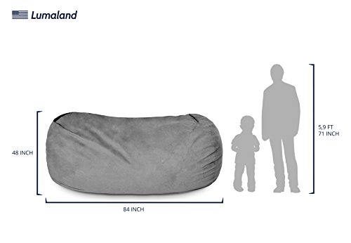 Lumaland LL-20242-019 Luxurious Giant 7Ft Bean Bag Chair With Microsuede Cover - Ultra Soft, Foam Filling, Washable Jumbo Sofa For Kids, Teenagers, Adults Sack Dorm thumb #2