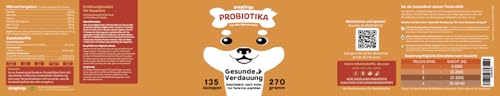Probiotika Hund - (135 Verdauungssnacks + 9 Milliarden KBE) - Natürliches Supplement bei Durchfall für Verdauung & Darmflora