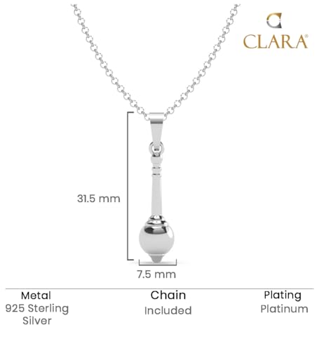 Image of Clara Pure 925 Sterling Silver Hanumanji Gada Men Pendant Necklace | With or Without Chain | Gift for Men & Boys |Religious, Platinum Plated
