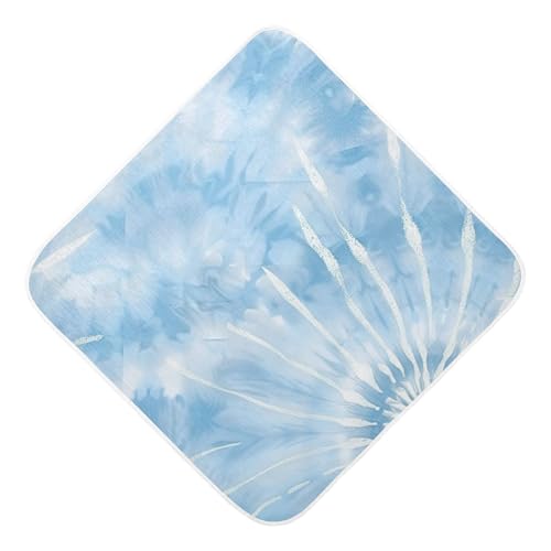 PaChyLuu Light Blue Tie-dye Baby Hooded Towel Soft Cotton Baby Towels Ultra Absorbent Bath Towel for Babies Boys Girls, 30x30 Inch