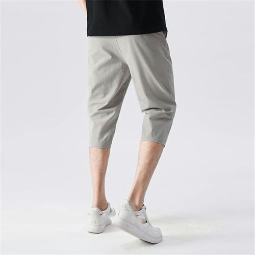 Pantalon homme soie glacée 7 points fluide coupe droite décontractée léger - 4
