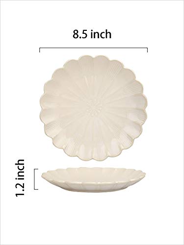 Mdzf Sweet Home 8.5-Inch Ceramic Dinner Plates Set, Pasta Serving Plates, Dessert Dishes Unique Tableware Set Of 4, White #TOP3