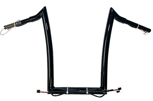 Pre Wired Dominator Industries 1 1 4 Inch Road Glide Meathook Monkey Ape Hanger Handlebars, 12 Inch Rise, Gloss Black Compatible With 2015-2022 Harley Road Glides Heated Grip Option