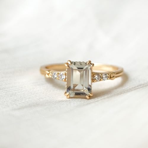 Vintage Emerald Engagement Ring Gold Dainty February May Birthstone Rings Green Amethyst Promise Wedding Statement Jewelry4