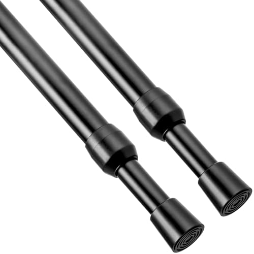 Image of Goowin Tension Curtain Rod 22 to 36 Inch, 5 /8 inch Diameter No Drilling Small Rod, Expandable Spring Loaded Curtain Rods, Rods for Closet, windows, Cupboard, 2 Pack, Black