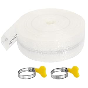 Gewebeschlauch 1 1/4 Zoll Flachschlauch, 1 Rolle 32mm 20m Gartenschlauch Gewebeschlauchset mit 2 Edelstahl Schlauchklemmen, Wasserschlauch Industrieschlauch für Garten Landwirtschaft Industrie