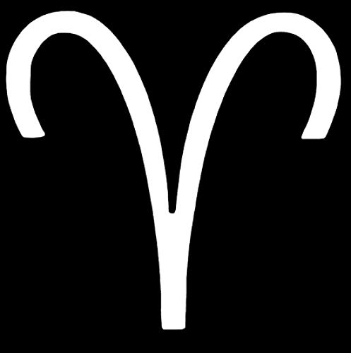 Aries Zodiac Horoscope Vinyl Sticker Decals (Pack of 2) for Car Bumper Window Laptop Tablet Phone (4" x 3.8", White)