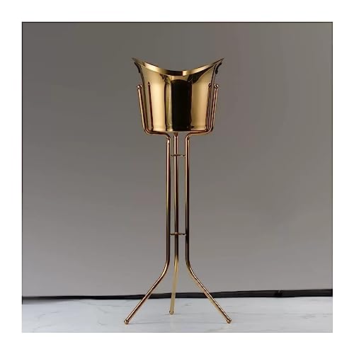 Cubo de hielo de acero inoxidable con soporte para uso en interiores y exteriores, accesorios de bar para vino y cerveza, enfriador vertical de vino con soporte de suelo, kit de cubo de hielo sin BPA