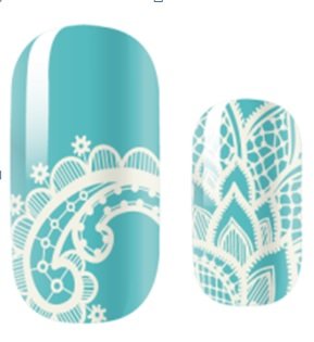 FAB Nails White on Green Doodling 16 Tips Nail Polish Stickers DIY Salon Like Finish Manicure at Home That Fit All Nails