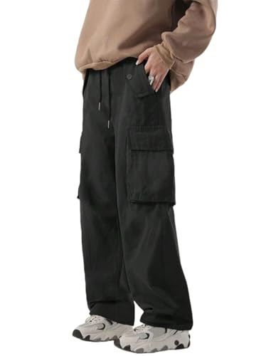 ZAFUL Men's Casual Overalls - Elastic Drawstring Waistband Comfortable Streetwear Pants